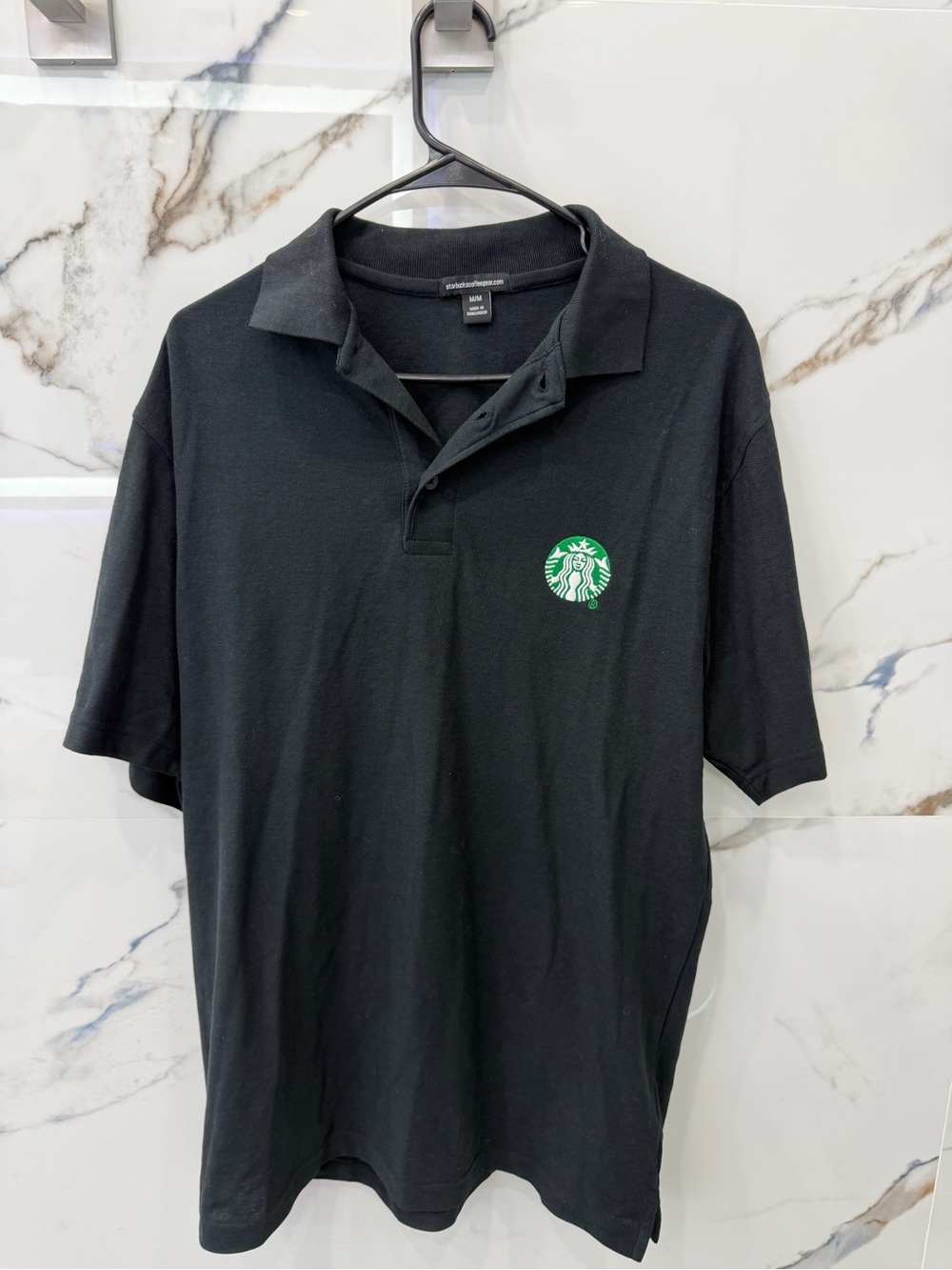 Starbucks Black Polo with Green Siren Patch
